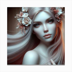 Beautiful Girl With Flowers In Her Hair Canvas Print