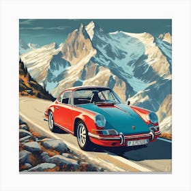 Vintage Journey: Porsche 911 on the Route des Grandes Alpes 2 Canvas Print