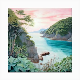 Watercolour Landscape Grande Anse Darlet Canvas Print