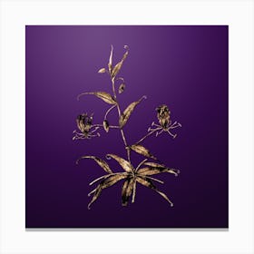 Gold Botanical Flame Lily on Royal Purple n.1997 Canvas Print