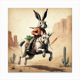 Rabbit On Horseback Canvas Print