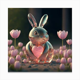 A Stunning 3d Rendering Of A Glass Bunny Named (1) Canvas Print