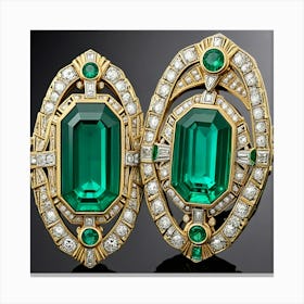 Emerald And Diamond Brooch Canvas Print