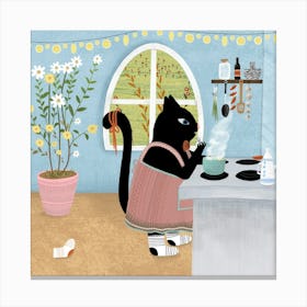 Cat In The Kitchen Canvas Print