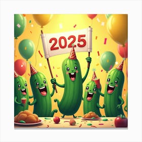 Flux Dev A Vibrant And Lively Illustration Of A Pickle Party C 0 Canvas Print