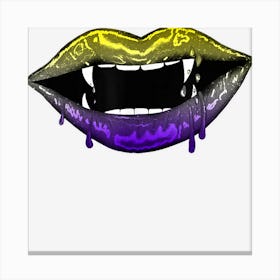 Nonbinary Vampire Lips Goth Halloween Enby Pride Vamp Fangs Canvas Print