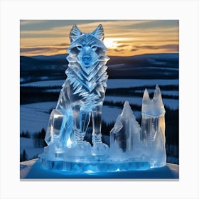 Ice Sculpture Of A Wolf Canvas Print