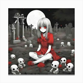 Anime Girl In Red Canvas Print