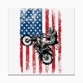 Trending Dirt Bike American Flag Motocross Biker 4th Of Canvas Print