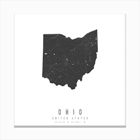 Ohio Mono Black And White Modern Minimal Street Map Square Canvas Print