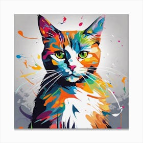 Colorful Cat Painting 2 Canvas Print