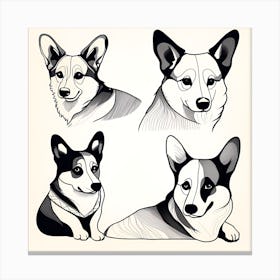 Four Corgis 1 Canvas Print