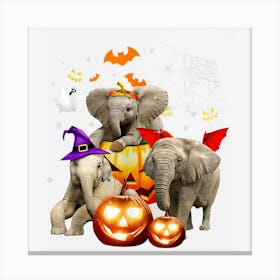 Three Elephants Costume Mummy Halloween Witch Scary Pumpkin Canvas Print