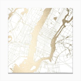 NYC Gold And White Street Map - New York City Canvas Print
