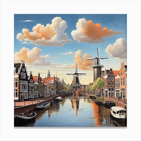 Windmills In Amsterdam Canvas Print