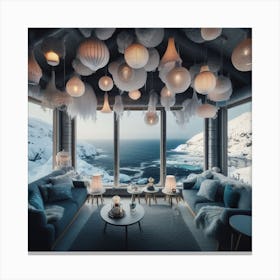 Wintery cozy Living Room with Scandinavian charm Canvas Print