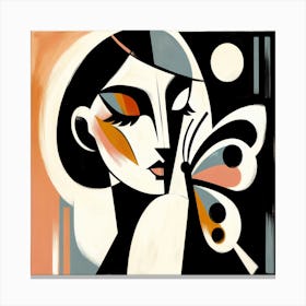 Abstract Portrait with Butterfly on Shoulder Canvas Print