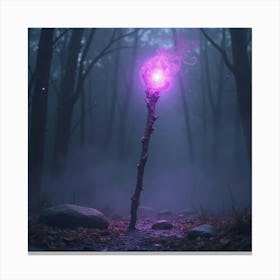 A Mystical Staff Glowing With Purple Energy In The Mist 1 Canvas Print