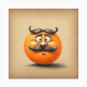 Orange With Mustache 6 Canvas Print