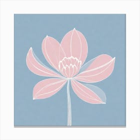 A White And Pink Flower In Minimalist Style Square Composition 96 Canvas Print