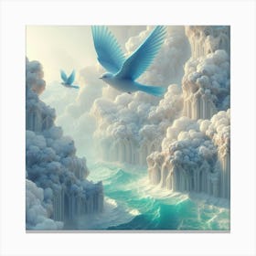 Blue Birds In The Sky Canvas Print