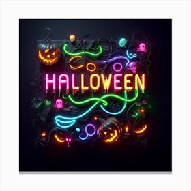 Colorful Neon Halloween Title Art Canvas Print