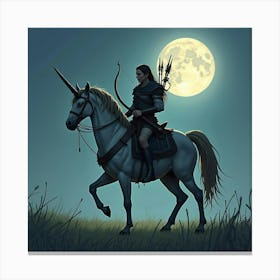 A Fierce Centaur Warrior With A Bow, Standing In A Moonlit Field 1 Canvas Print