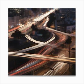 Long Exposure Of Traffic Lights Canvas Print