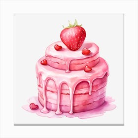 Pink Cake With Strawberries 6 Canvas Print