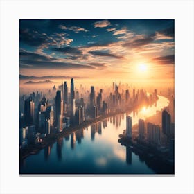 Sunrise Over Shanghai 1 Canvas Print