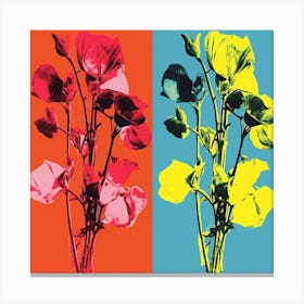 Andy Warhol Style Pop Art Flowers Sweet Pea 3 Square Canvas Print