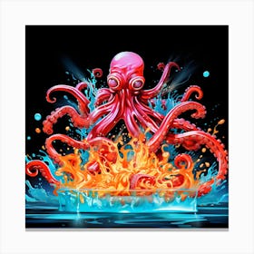 Octopus On Fire Canvas Print