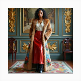 Woman In A Fur Coat 11 Canvas Print