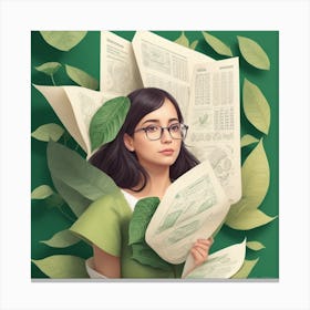 Girl With Leaves Canvas Print