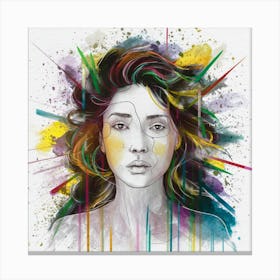 Girl With The Rainbow Hair Canvas Print