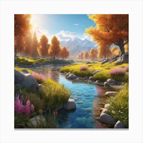 River In Autumn Canvas Print