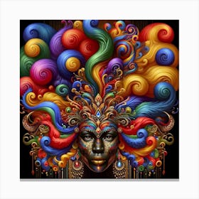 Colorful Afro Head Canvas Print