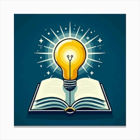 Books With Bulb Idea Design Glowing Bulb On Book Ideas (8) Canvas Print