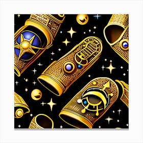 Fantasy Art: Golden Gauntlet With Shining Stars Canvas Print