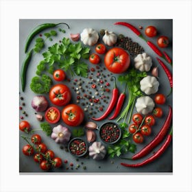 Vegetables In A Circle Canvas Print