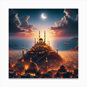 Islamic City At Night 1 Canvas Print