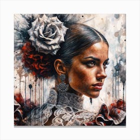 Watercolor Flamenco Dancer #3 Canvas Print