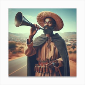 African Man With Horn Canvas Print