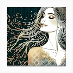 Beautiful Woman With Long Hair Canvas Print