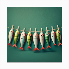 Sardines Fishes On A Line Canvas Print