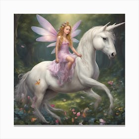 Fairy On A Unicorn Canvas Print