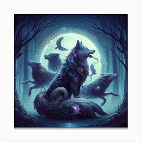 Blue moon wolf Canvas Print