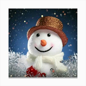 Firefly Cheerful Snowman Peeking With Festive Sparkles 48423 (2) Canvas Print