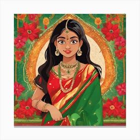 Indian Girl In Sari 5 Canvas Print