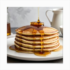 Maple Syrup Pouring Over Pancakes 1 Canvas Print